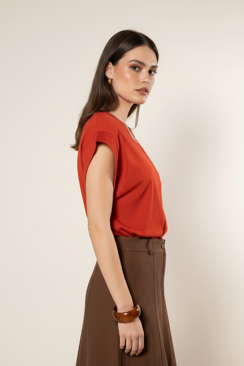 T- shirt manica ampia|Colore:Ruggine