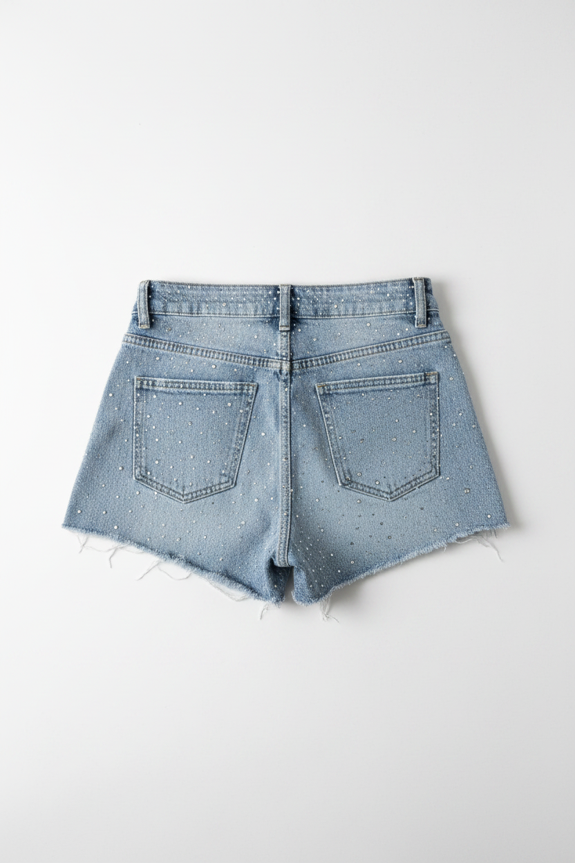 Shorts all strass|Colore:Blu chiaro