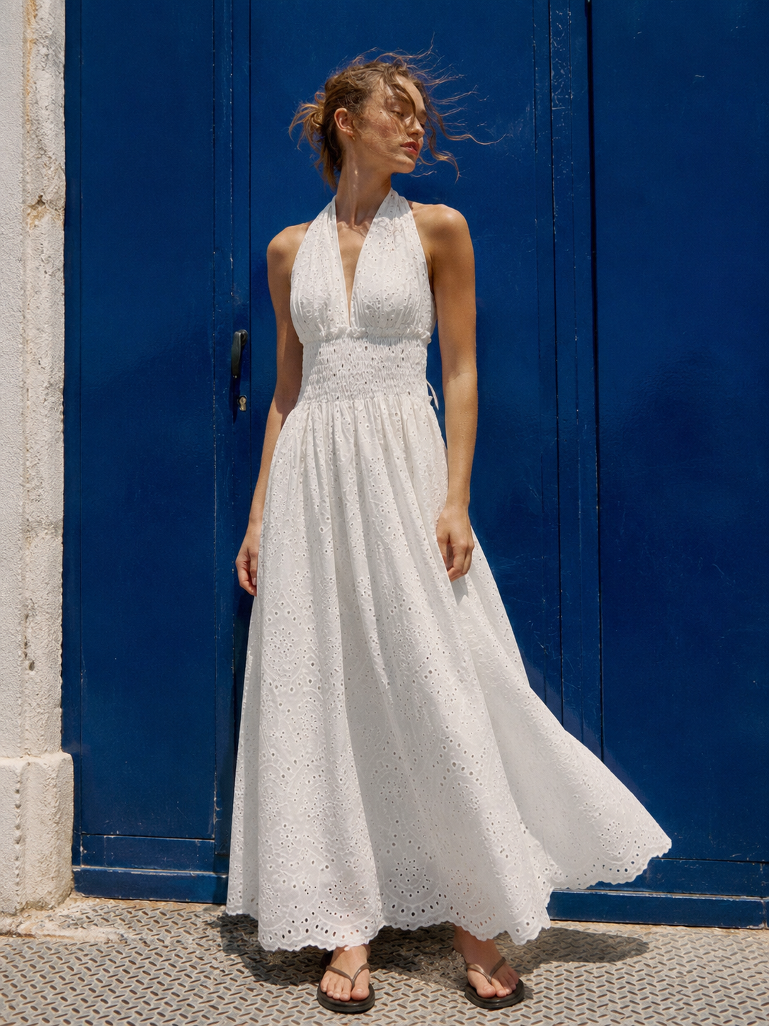 Abito Amalfi in pizzo Sangallo|Colore:Bianco