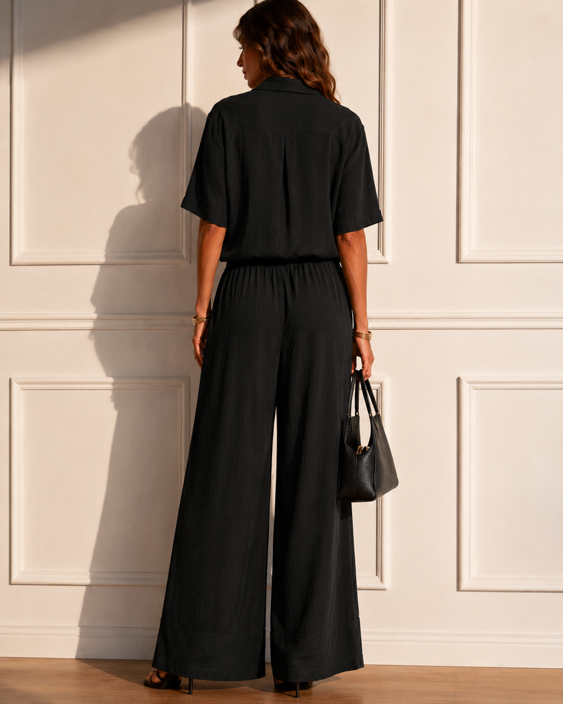 Pantaloni con coulisse e nappine|Colore:Nero