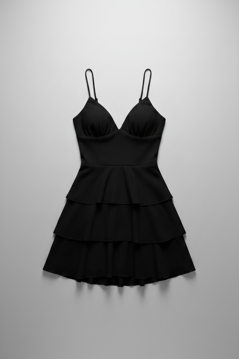 Abito con corpetto a triangoli|Colore:Nero
