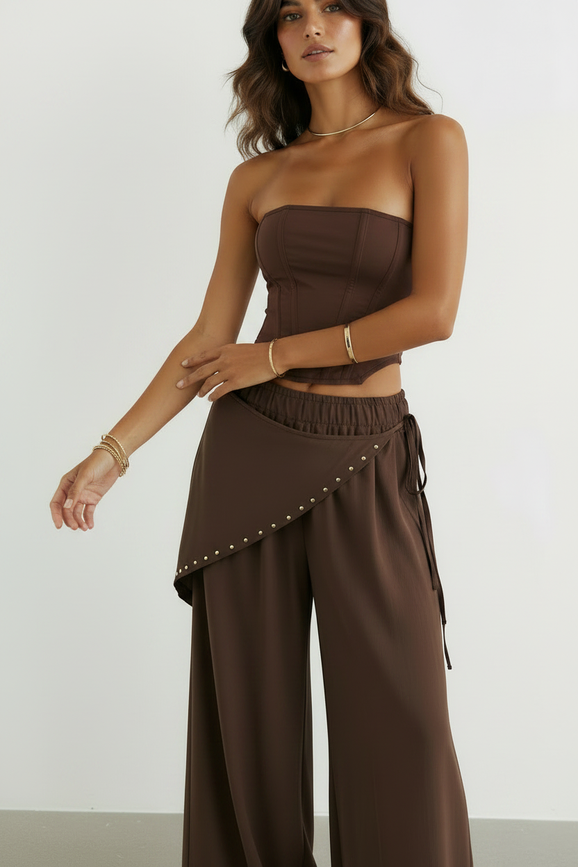 Top bustier sfiancato|Colore:Marrone