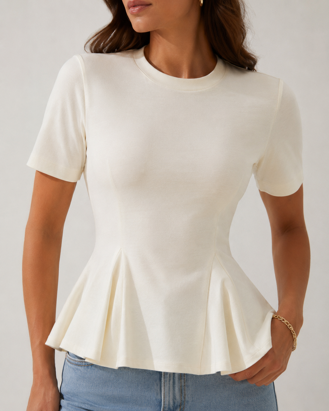 T-Shirt con baschina|Colore:Latte