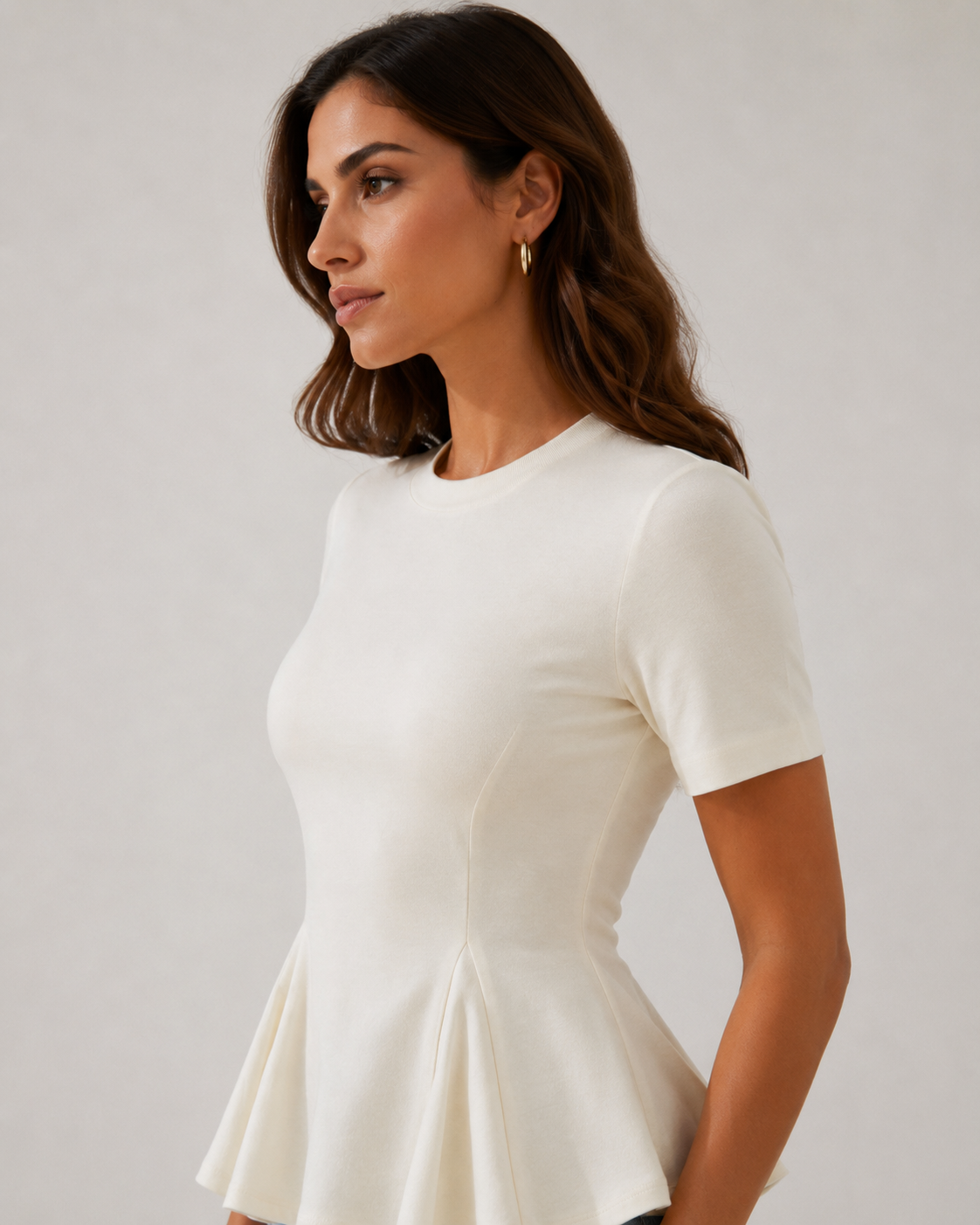 T-Shirt con baschina|Colore:Latte