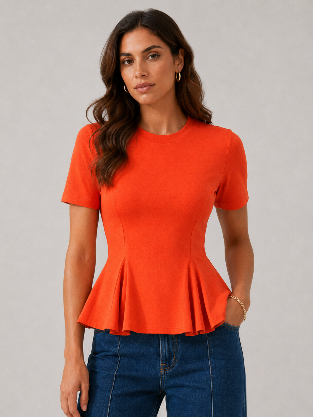 T-Shirt con baschina|Colore:Corallo
