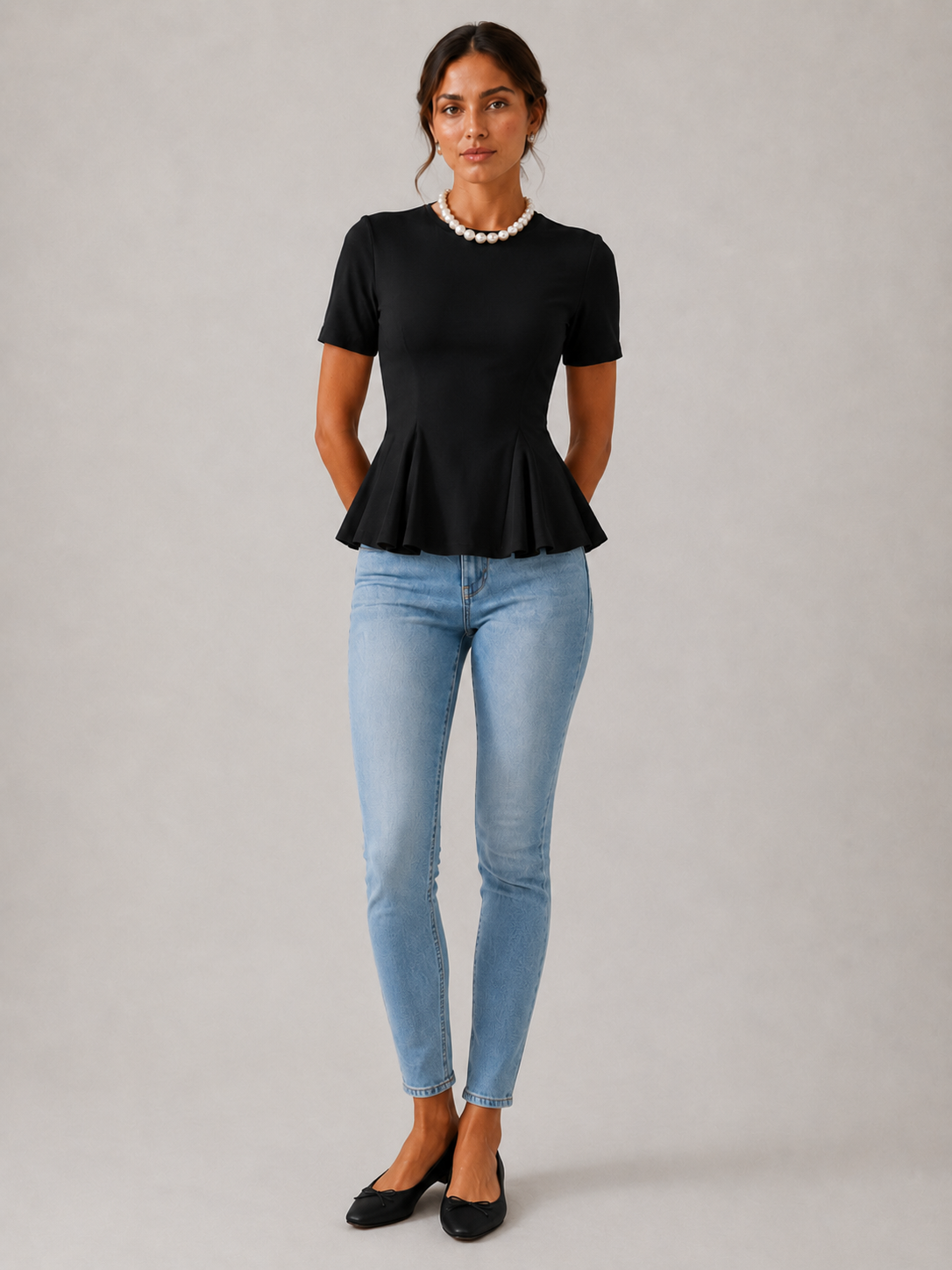 T-Shirt con baschina|Colore:Nero
