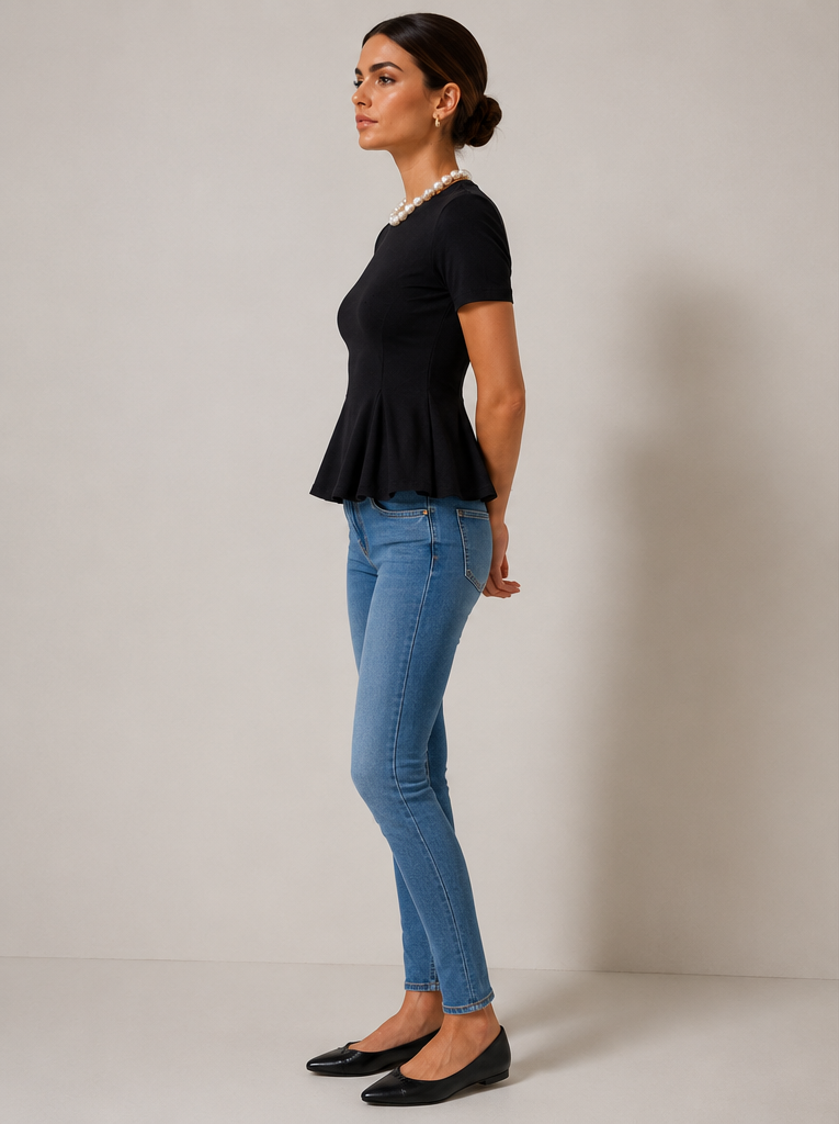 T-Shirt con baschina|Colore:Nero