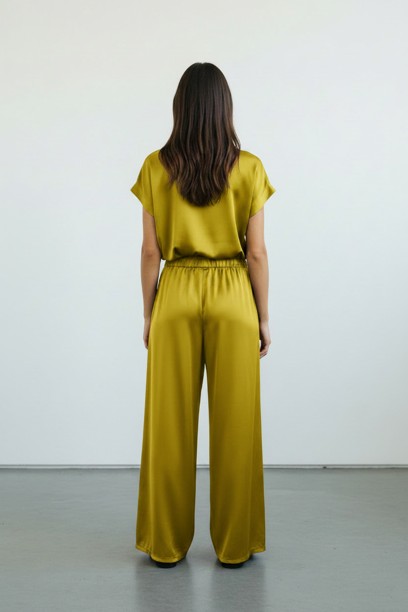 Pantalone palazzo in raso |Colore:Olio