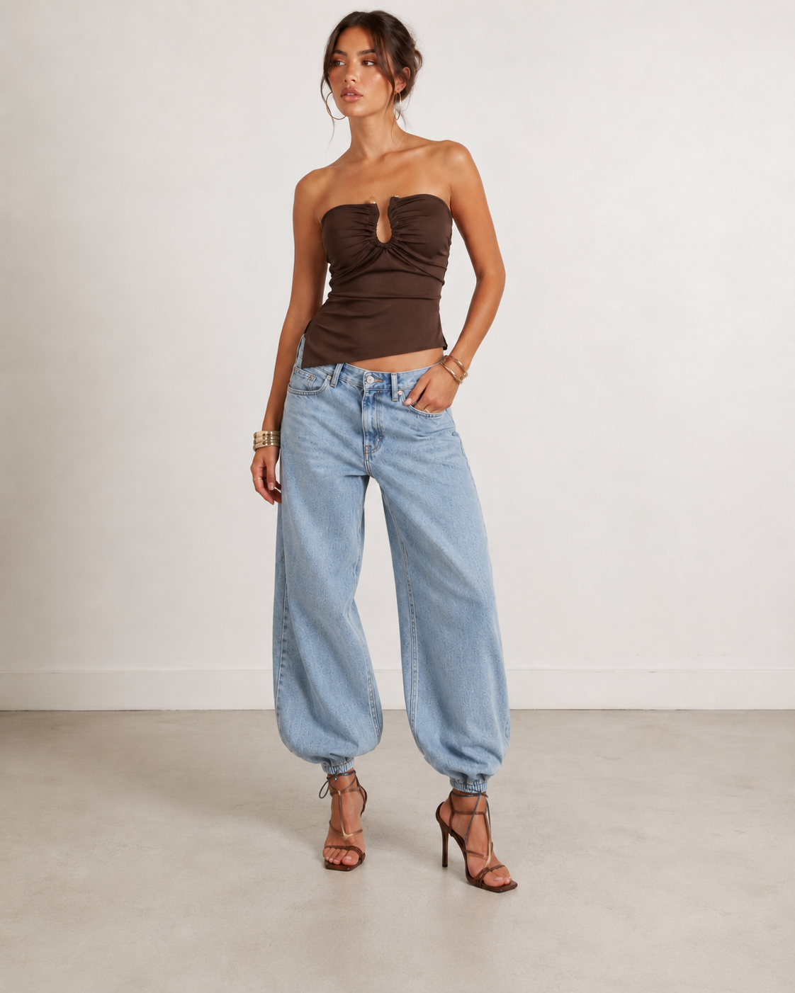 Top bustier fascia con cut-out |Colore:Marrone