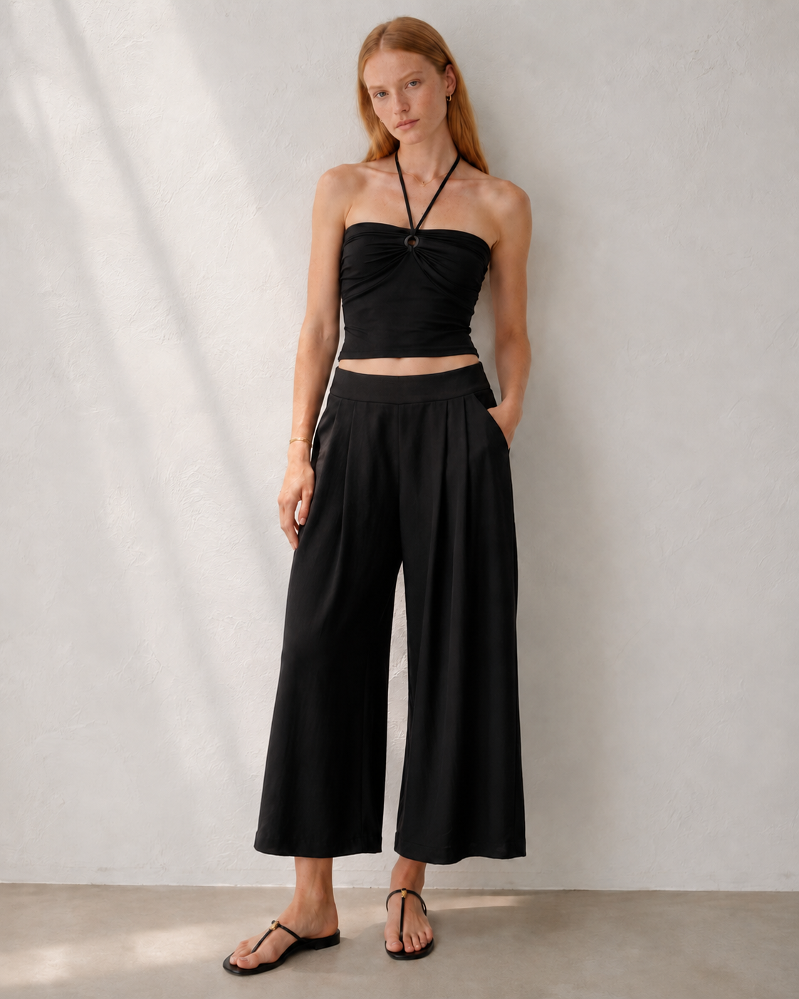 Pantalone Cropped con pince|Colore:Nero