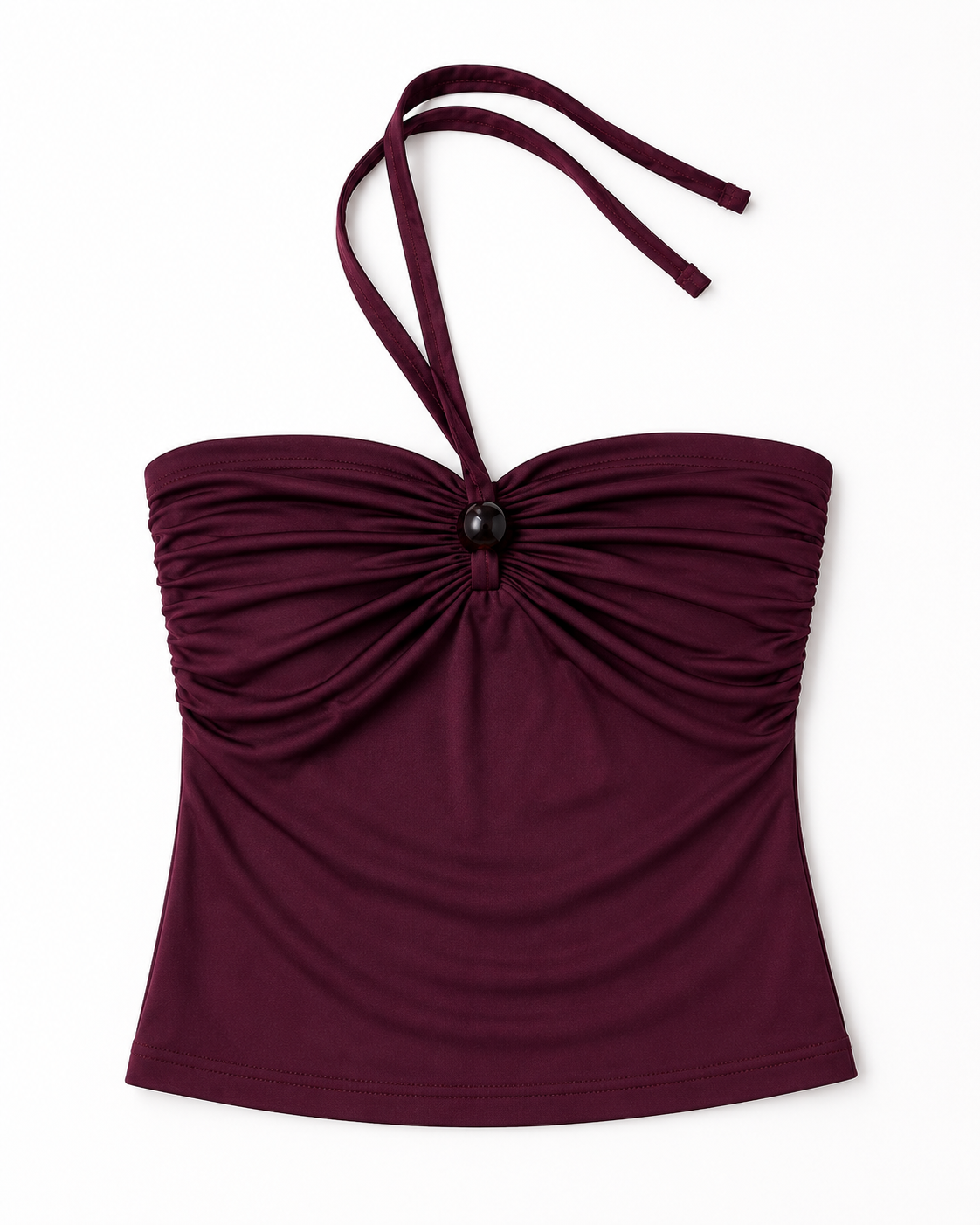 Top con accessorio sfera effetto legno|Colore:Bordeaux