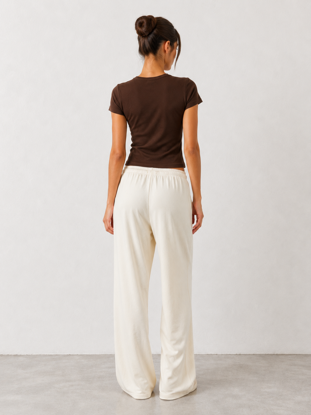 Pantafelpa Wide Leg coulisse minimal|Colore:Avorio