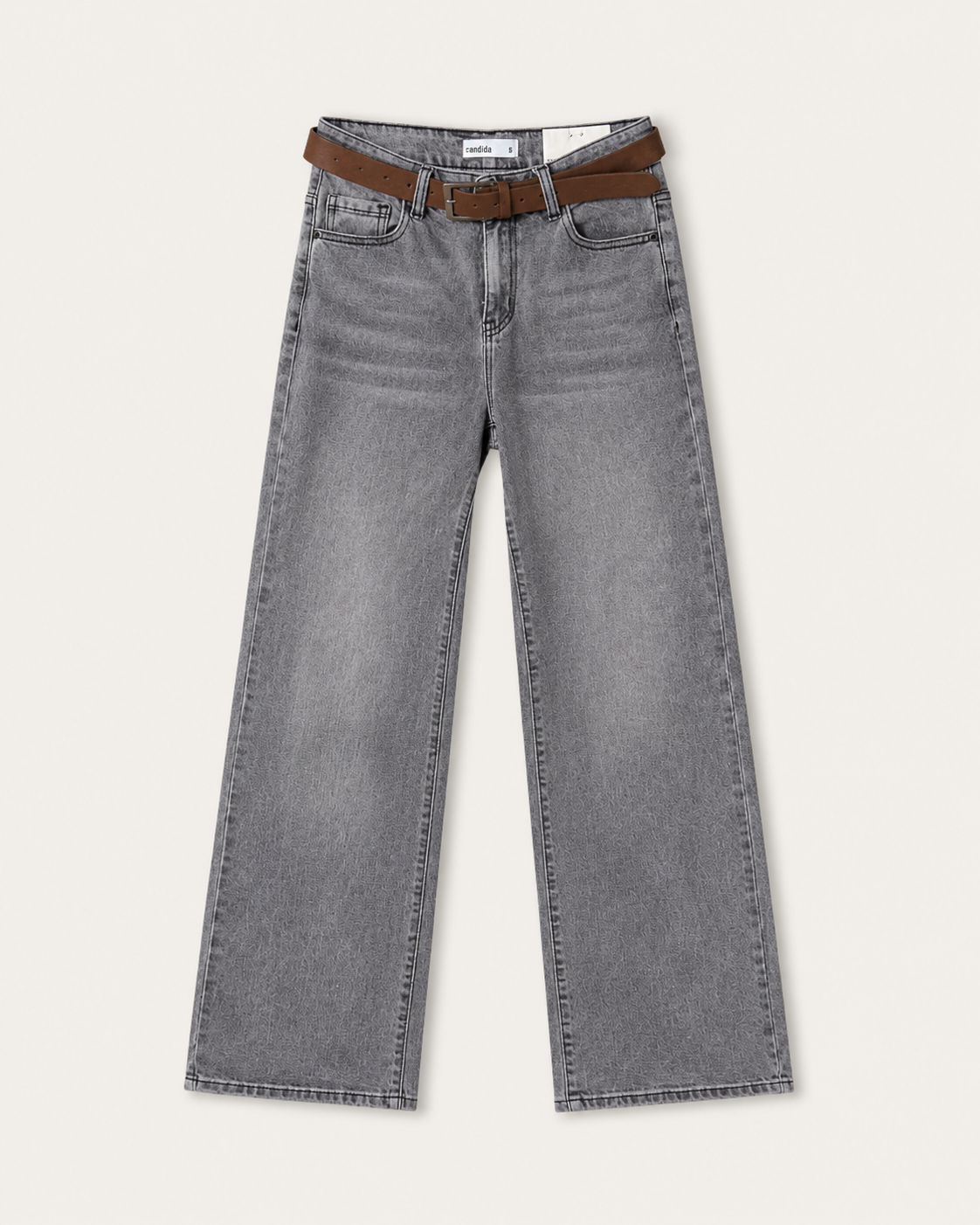 Jeans wide leg con cintura|Colore:Grigio chiaro