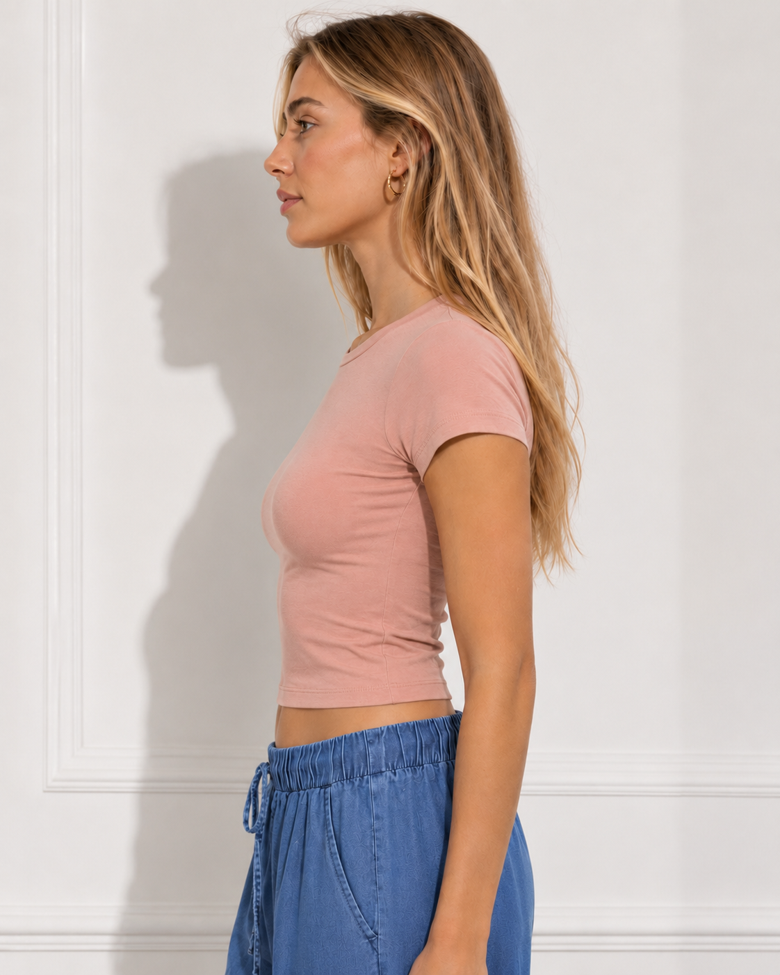 T-Shirt Moon basic|Colore:Rosa polvere