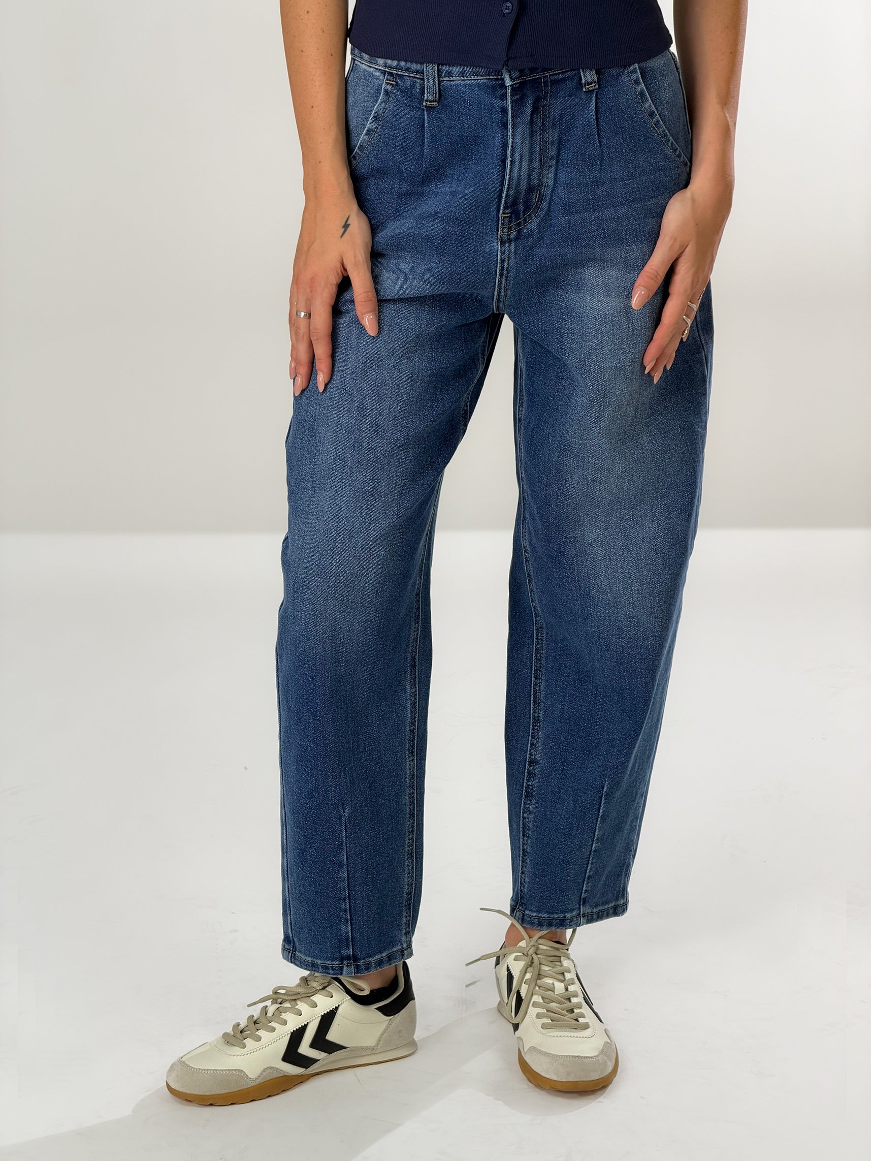 Jeans mom fit|Colore:Blu sbiancato