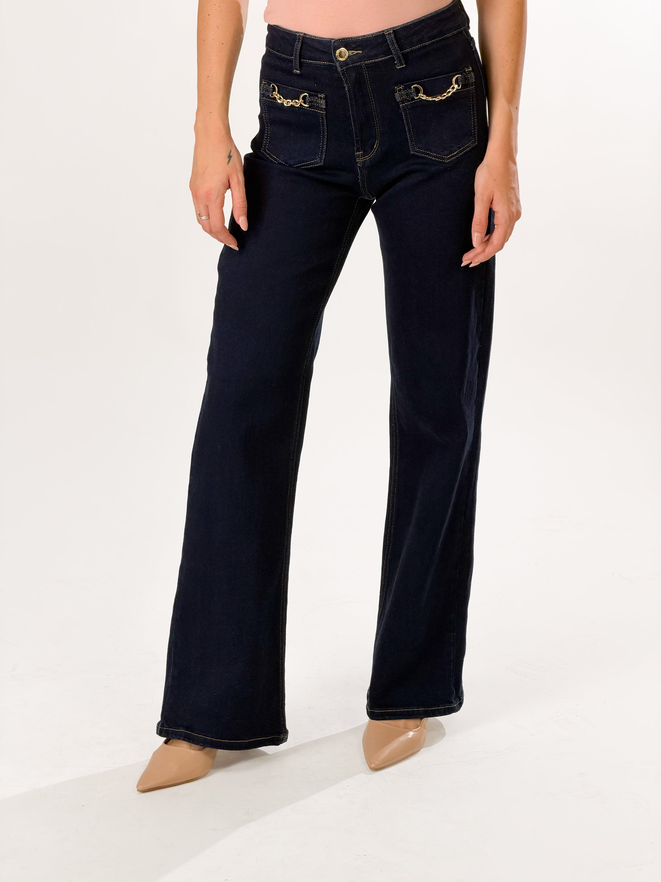 Jeans Pocket e catene|Colore:Blu zero