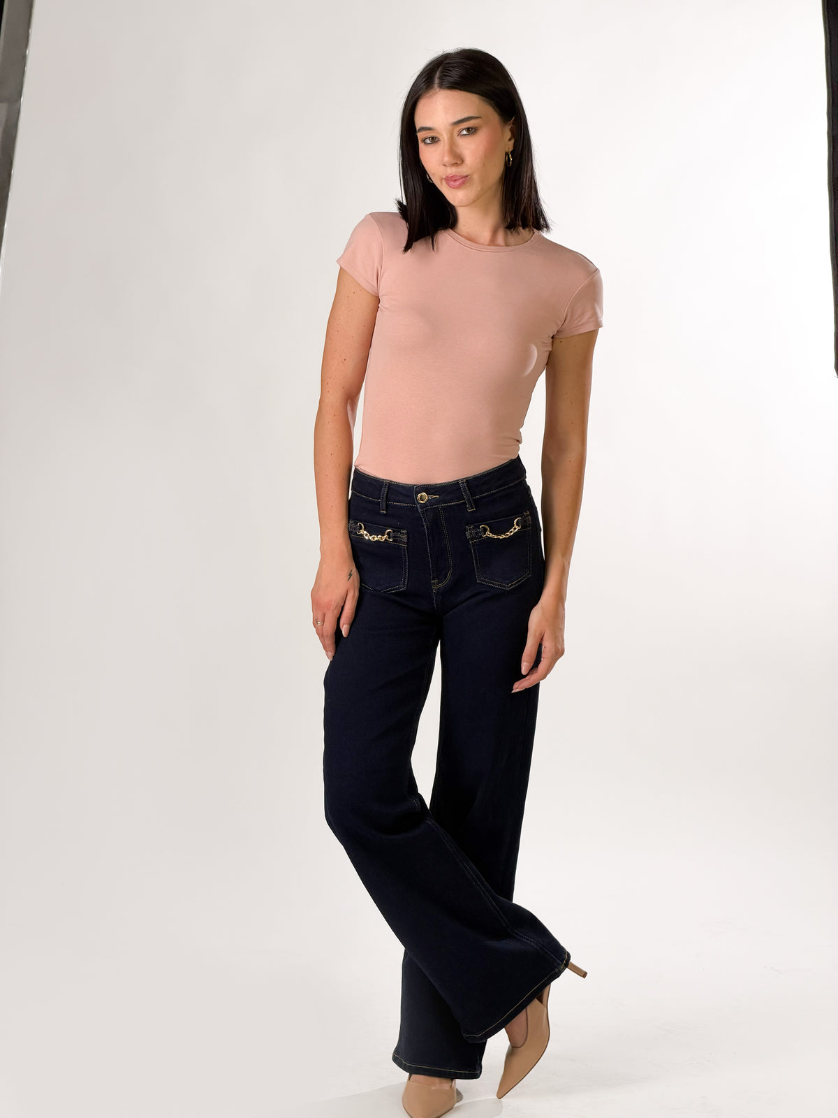 Jeans Pocket e catene|Colore:Blu zero