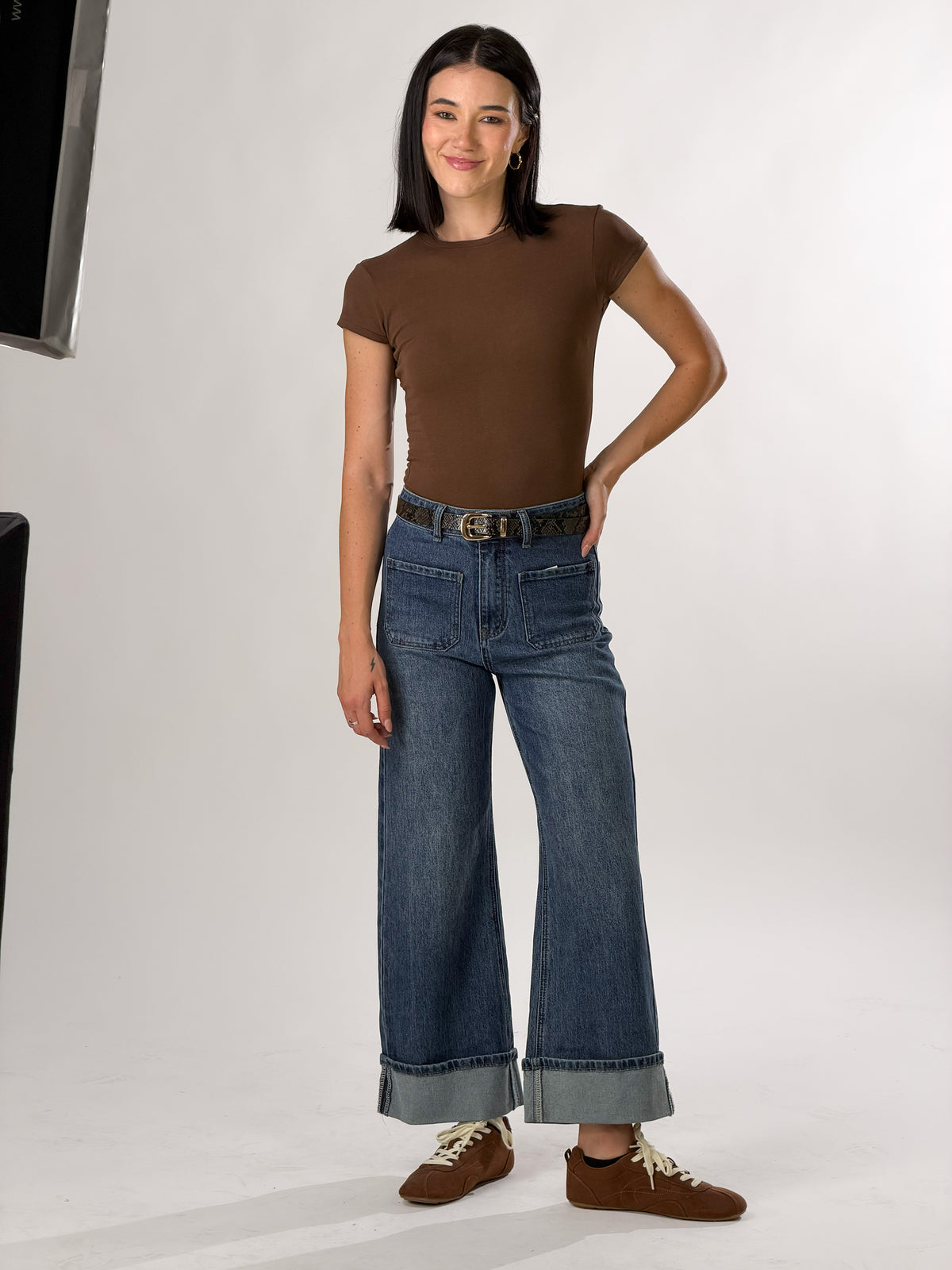 Jeans con risvolto|Colore:Blu medio