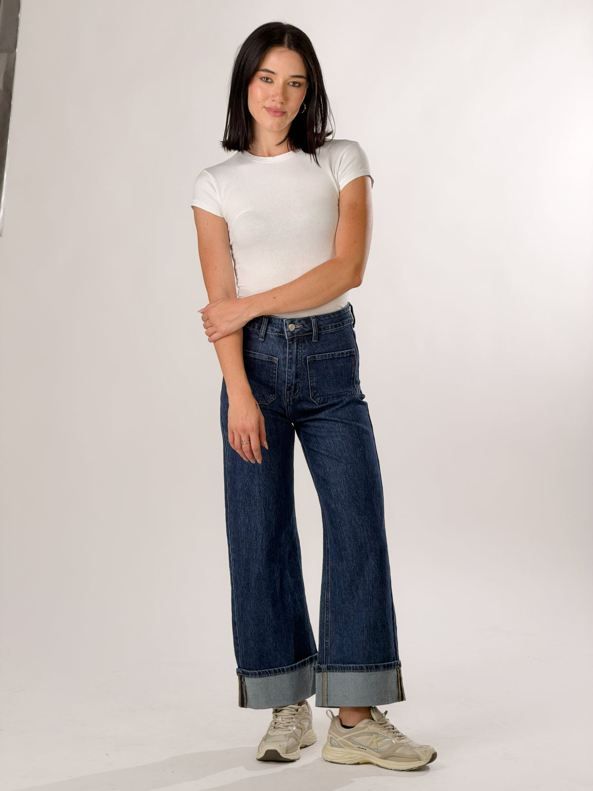 Jeans con risvolto|Colore:Blu zero