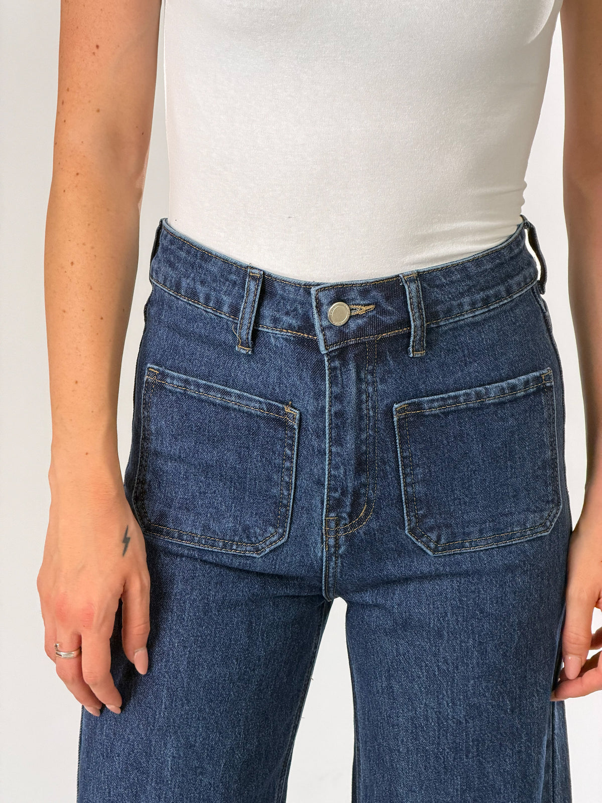 Jeans con risvolto|Colore:Blu zero
