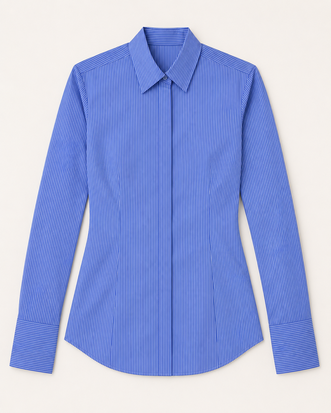 Camicia in cotone stretch|Colore:Bianco/celeste
