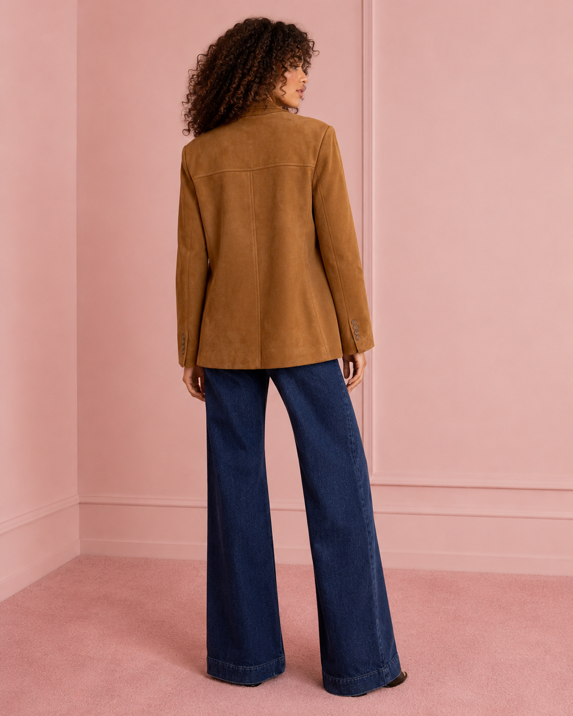Blazer effetto in Suede|Colore:Caramello