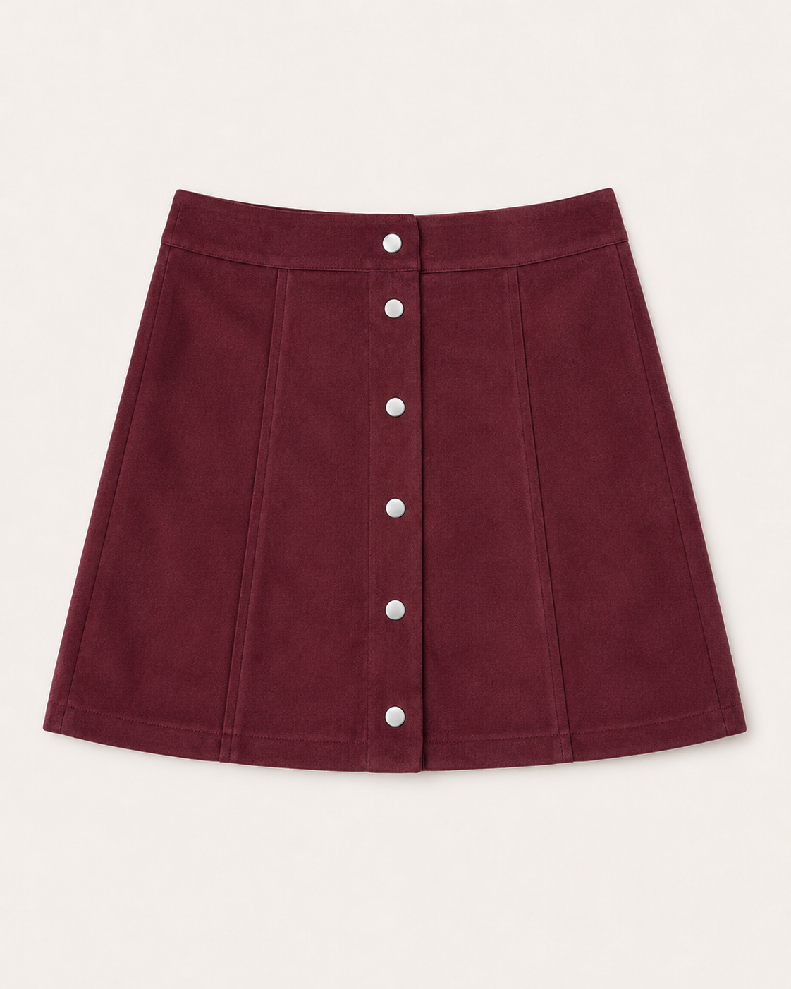 Minigonna effetto suede con bottoni|Colore:Burgundy