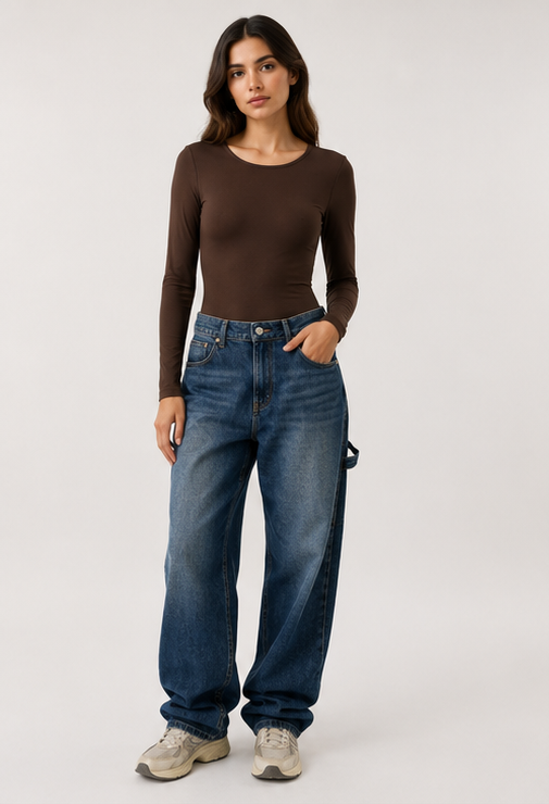Body skin manica lunga|Colore:Marrone