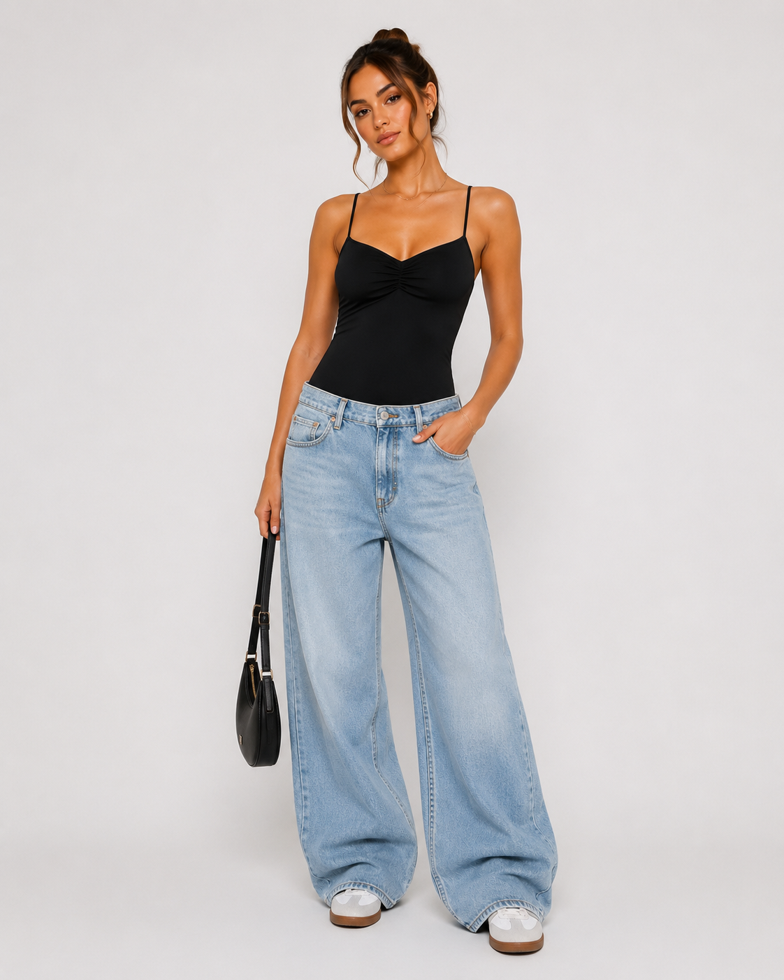 Body bustier con arricciatura|Colore:Nero