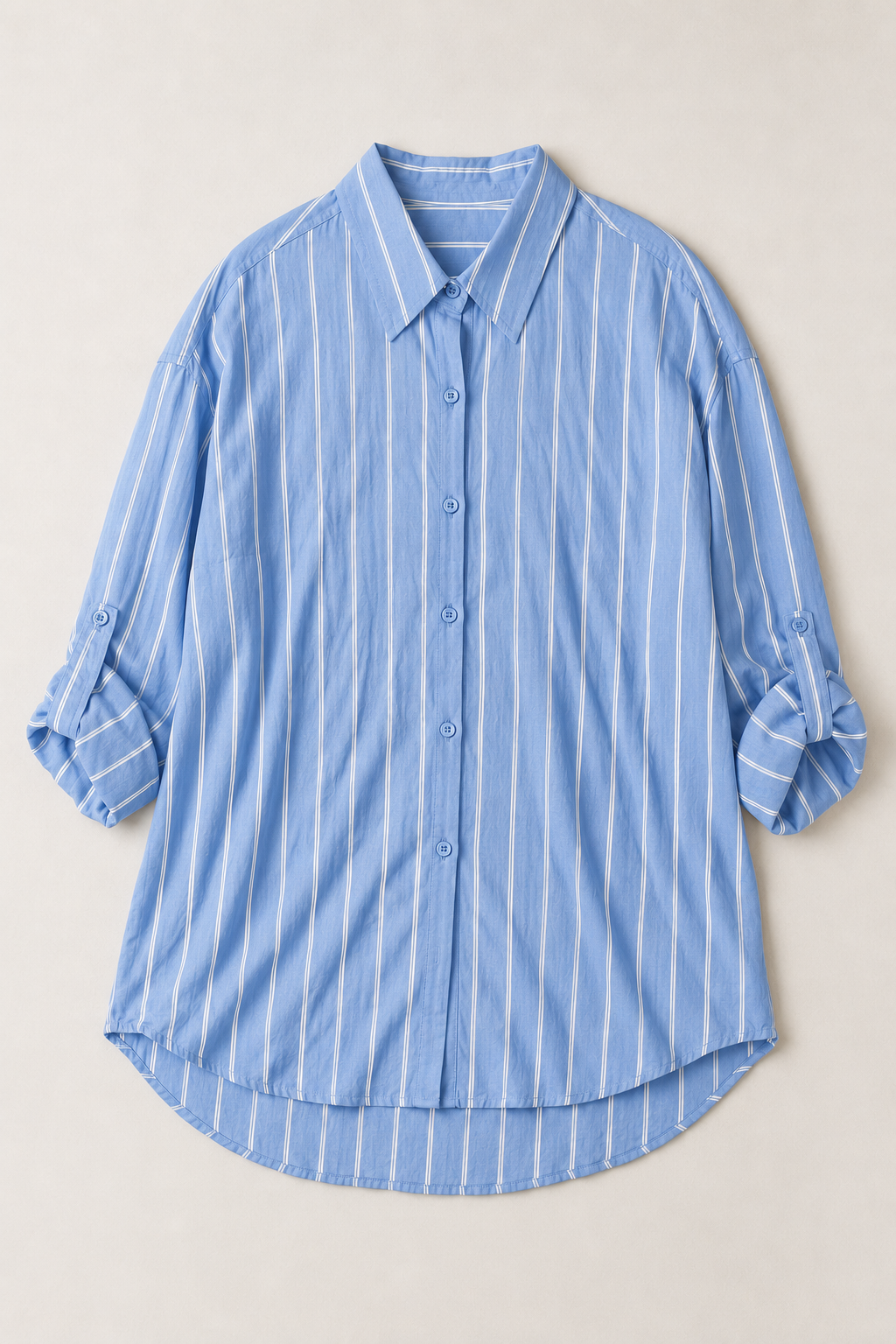 Camicia oversize con sottili righe|Colore:Celeste