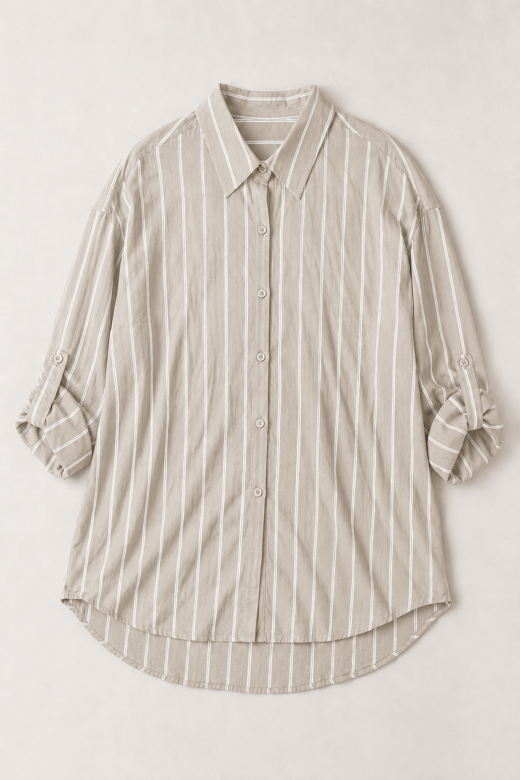 Camicia oversize con sottili righe|Colore:Beige