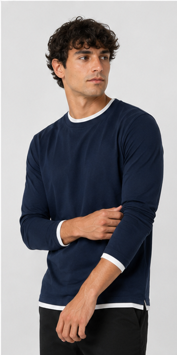T-shirt York maniche lunghe|Colore:Blu navy
