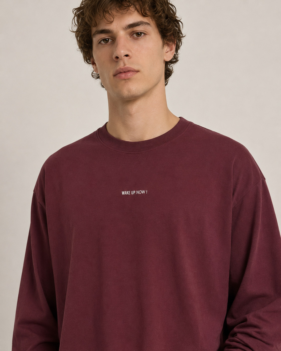 T-Shirt Oversize WAKE UP NOW !|Colore:Bordeaux