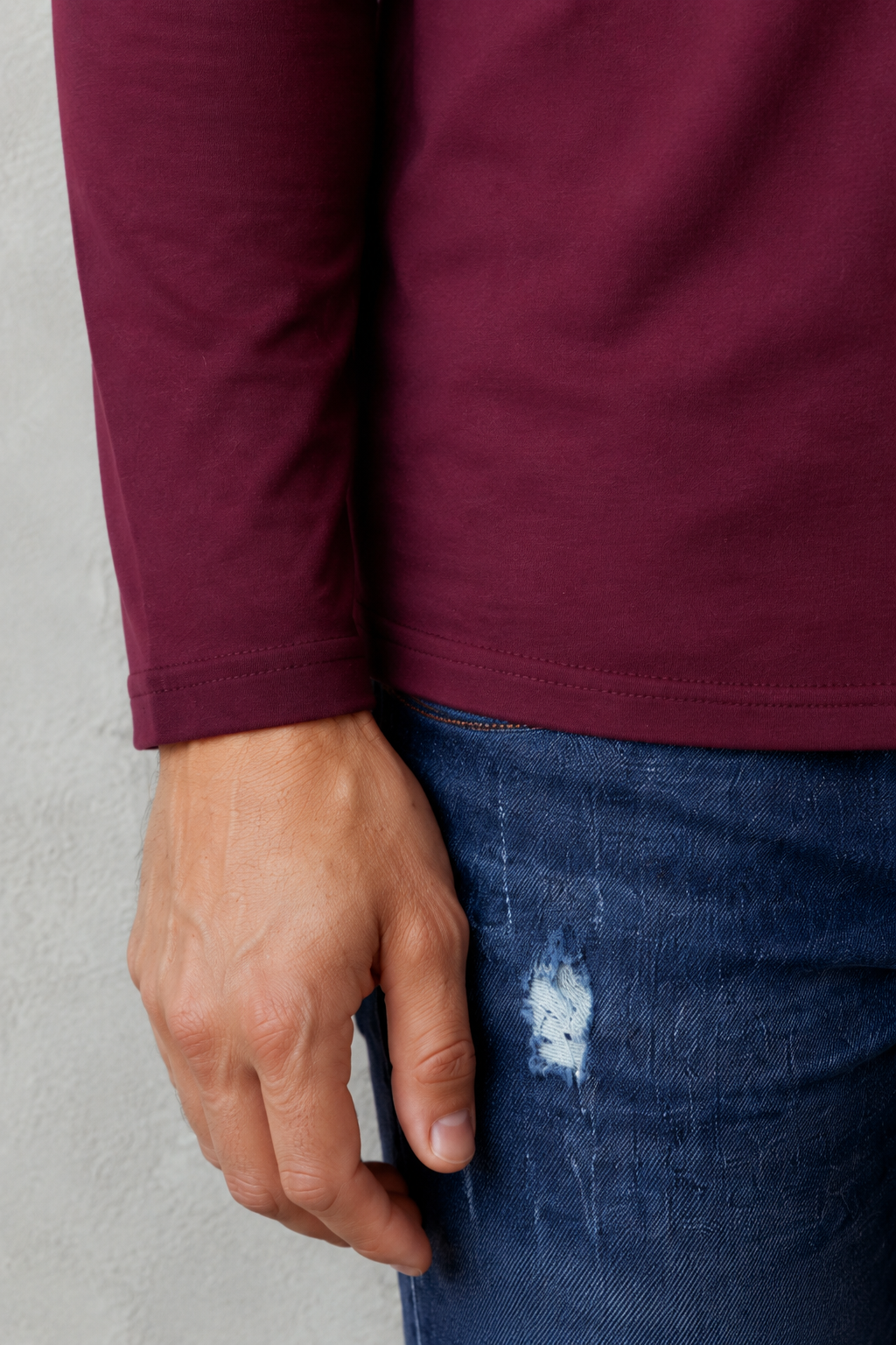 T-shirt serafino e 3 bottoni|Colore:Bordeaux