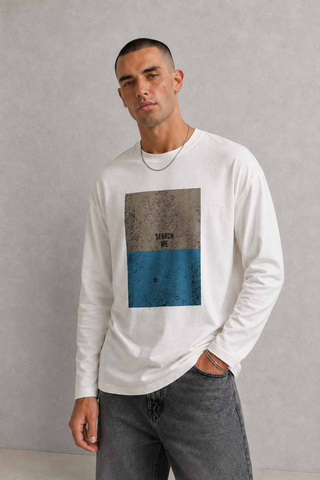 T-shirt manica lunga SEARCH ME|Colore:Burro