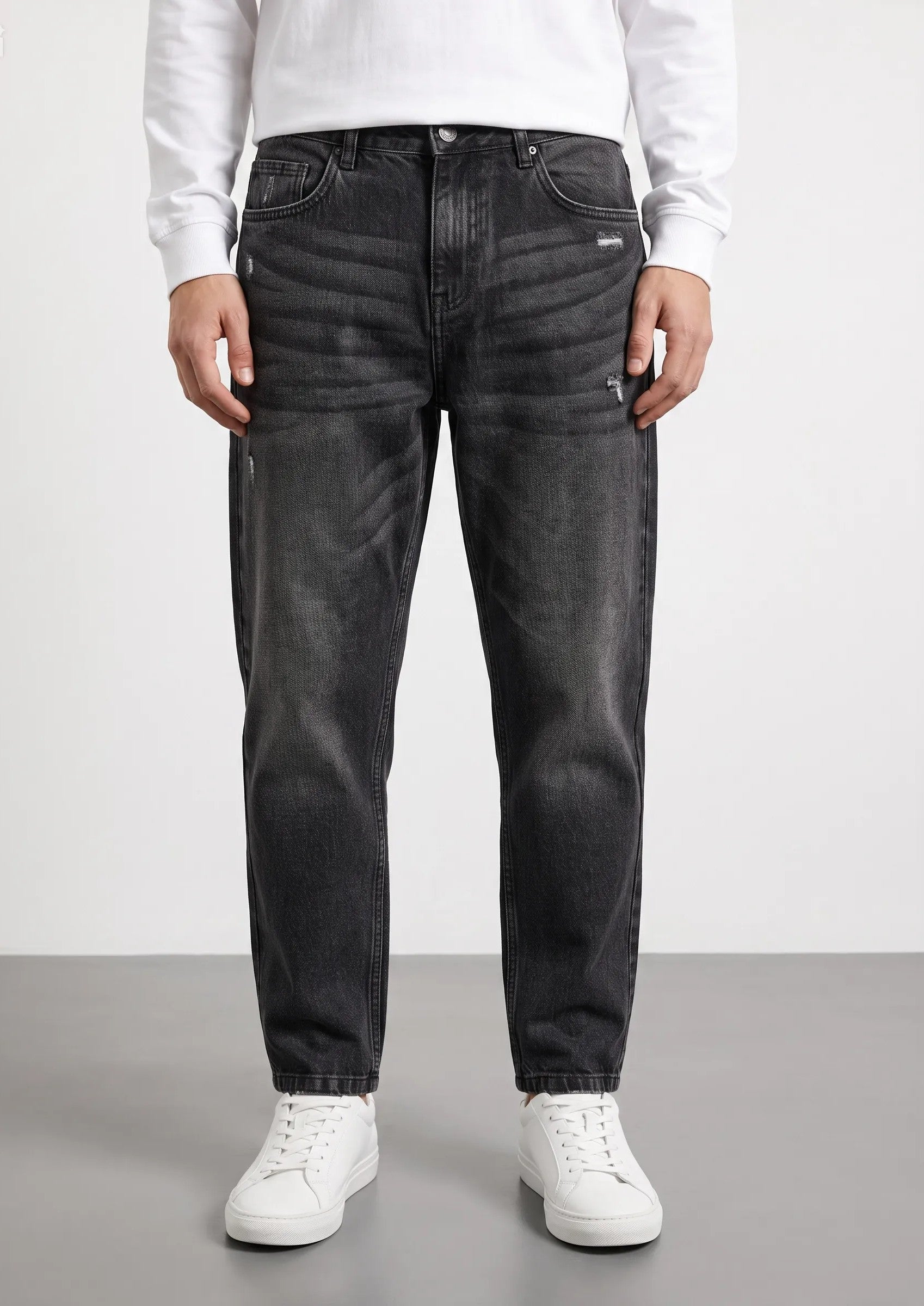 Jeans Carrot fit Los Angeles|Colore:Black ripped