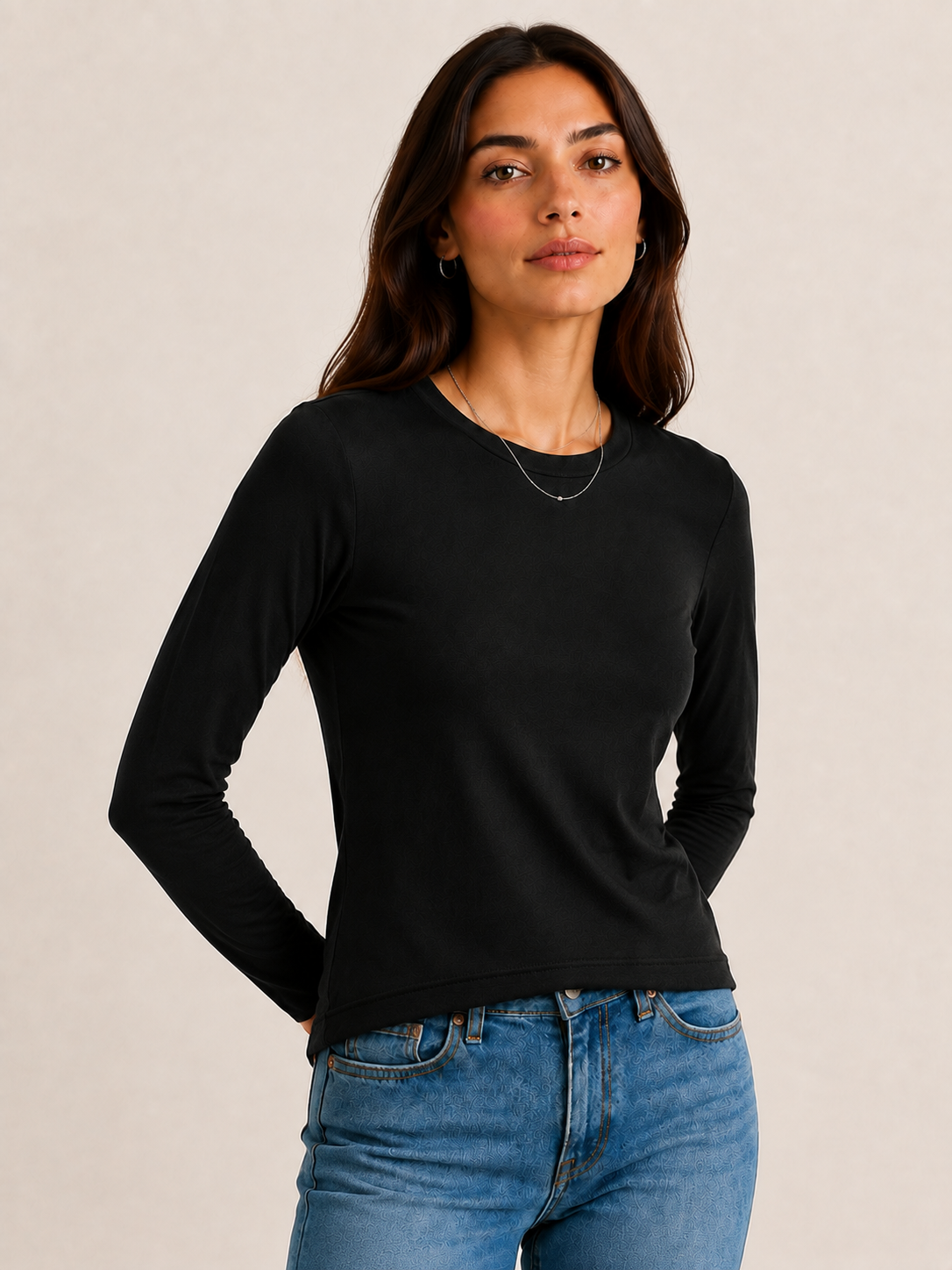 Maglia maniche lunghe basic|Colore:Nero