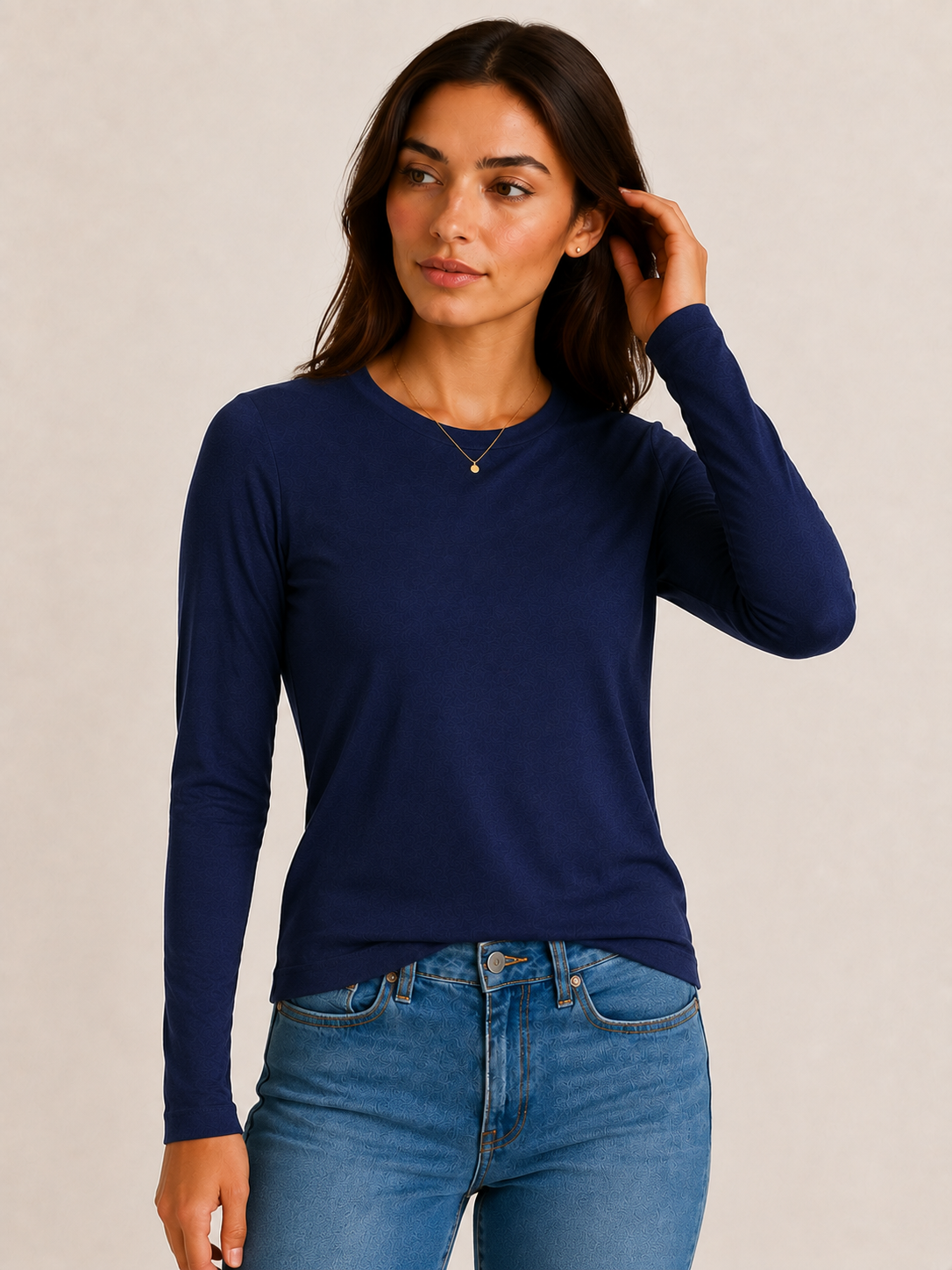 Maglia maniche lunghe basic|Colore:Blu