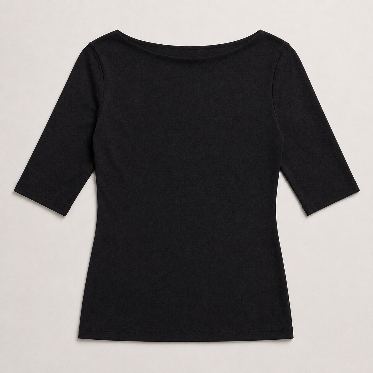 Maglia scollo a barchetta con maniche 3/4|Colore:Nero