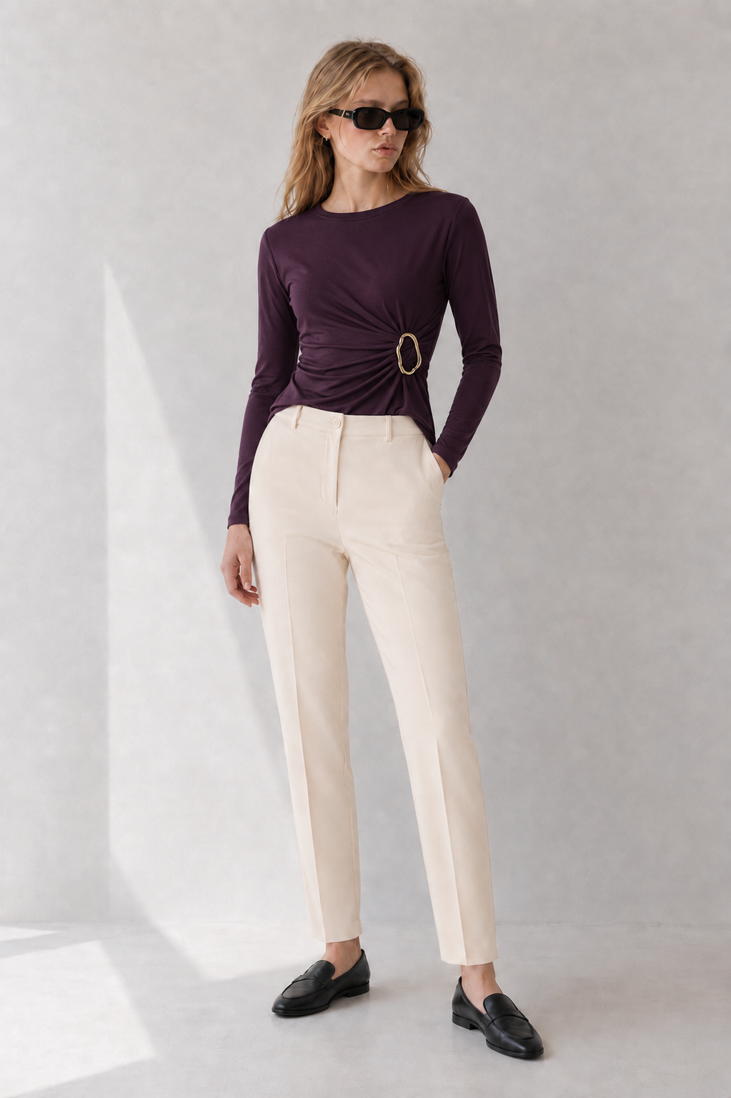 Pantaloni a sigaretta |Colore:Panna