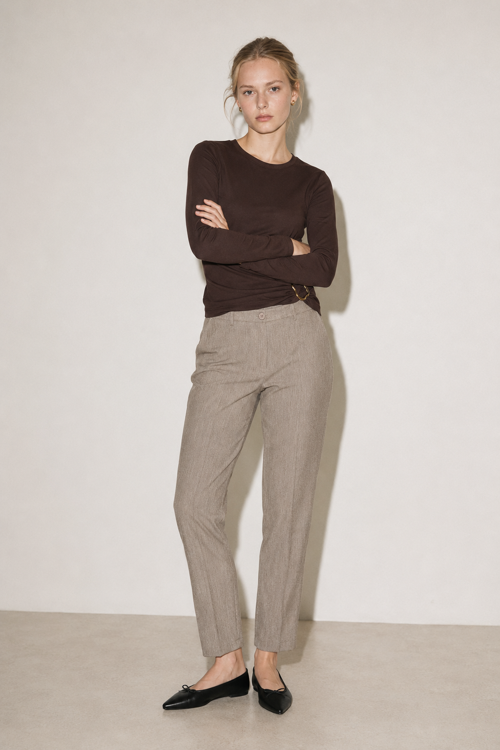 Pantaloni a sigaretta |Colore:Beige melange