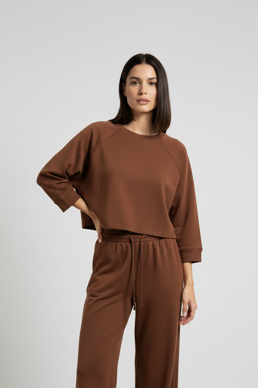 Maglia oversize a maniche 3/4|Colore:Toffee