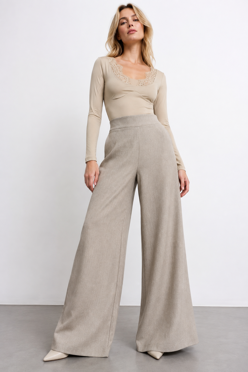 Pantalone palazzo Dea|Colore:Beige melange