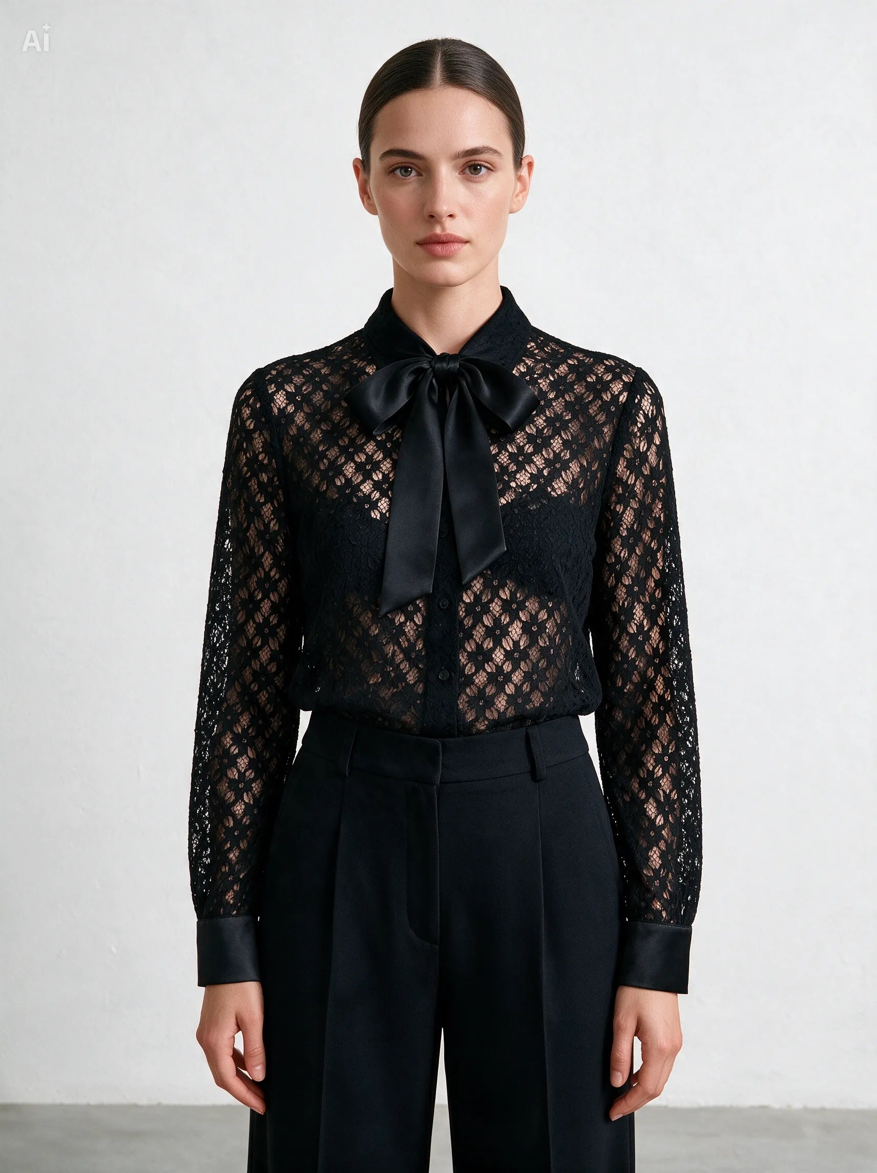 Camicia Nouvelle pizzo e raso|Colore:Nero