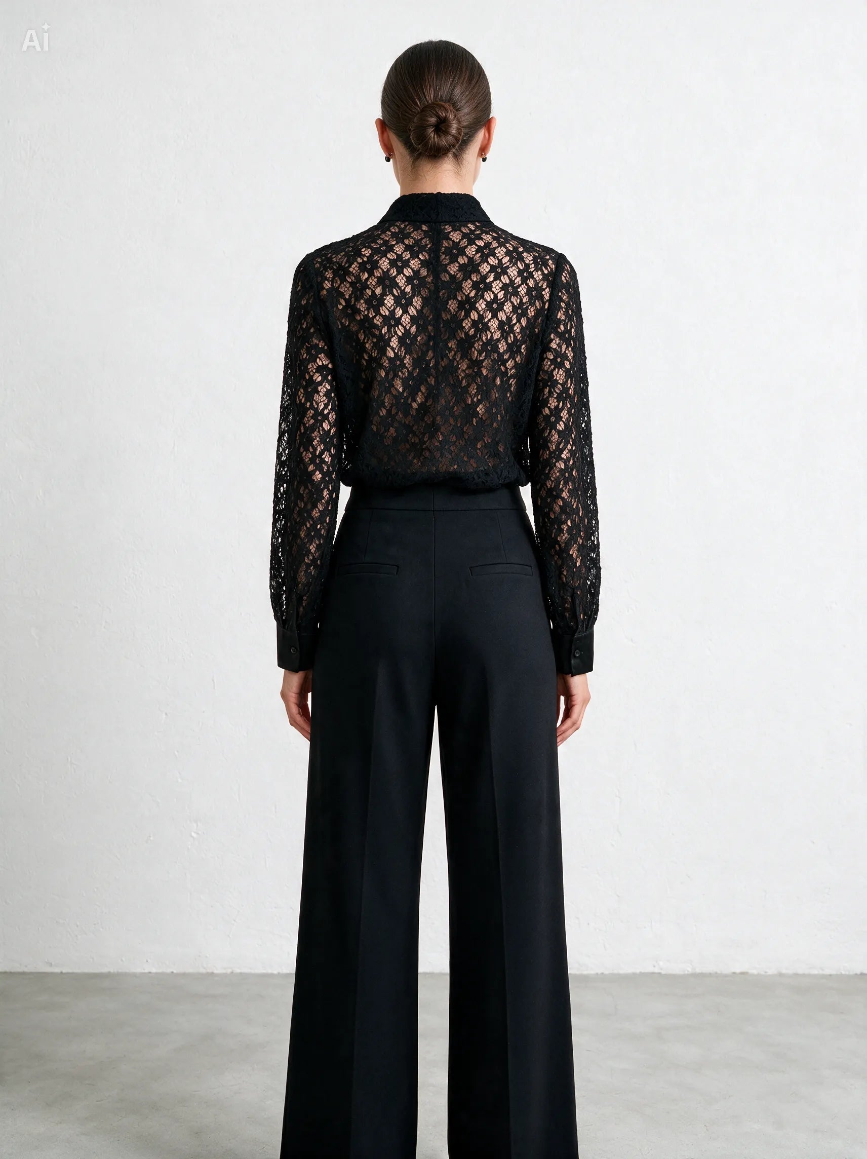 Camicia Nouvelle pizzo e raso|Colore:Nero