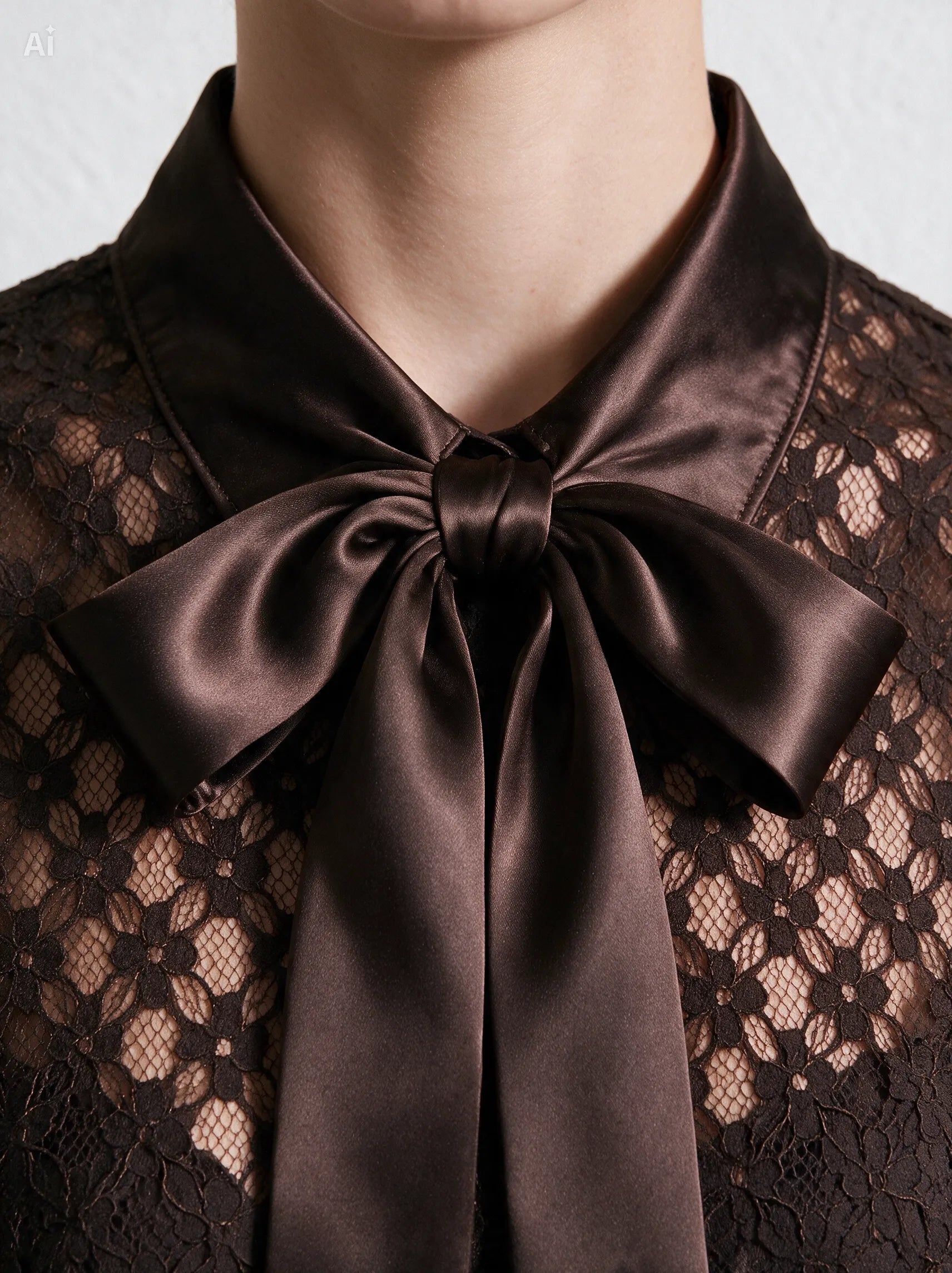 Camicia Nouvelle pizzo e raso|Colore:Marrone