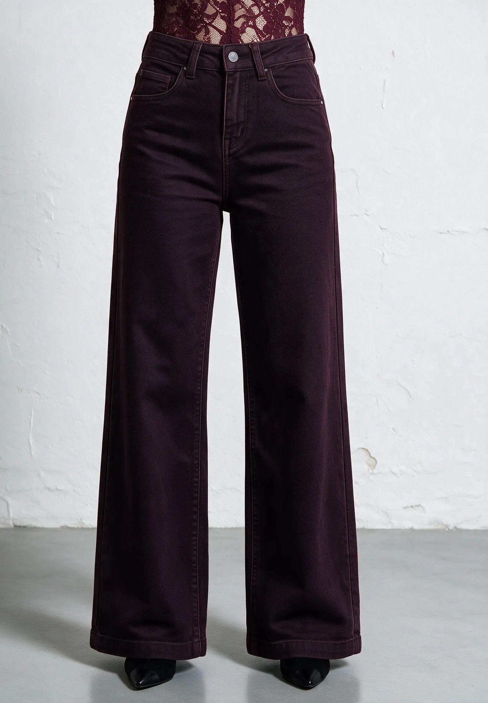 Jeans Wide Leg bordeaux|Colore:Bordeaux