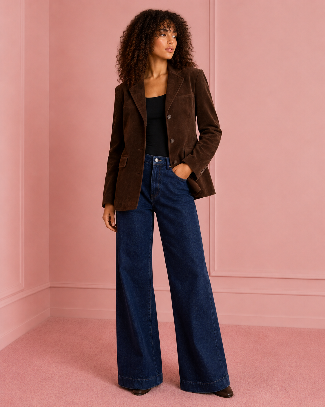 Blazer effetto in Suede|Colore:Cioccolato