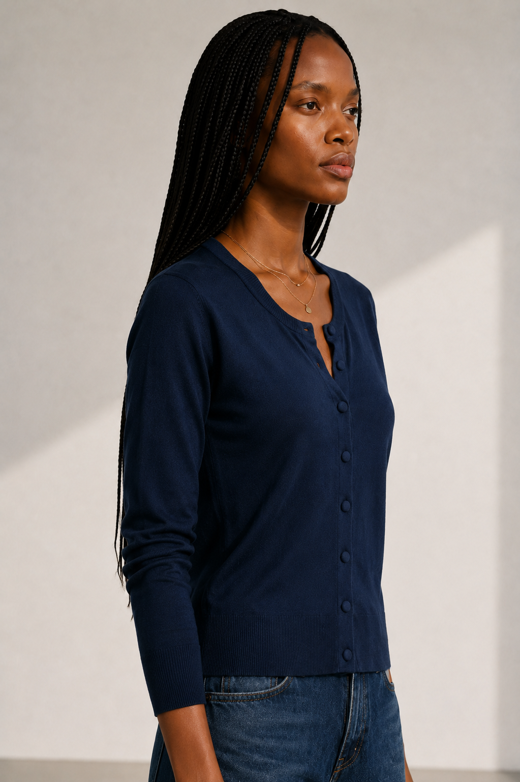 Cardigan Roma girocollo|Colore:Blu navy
