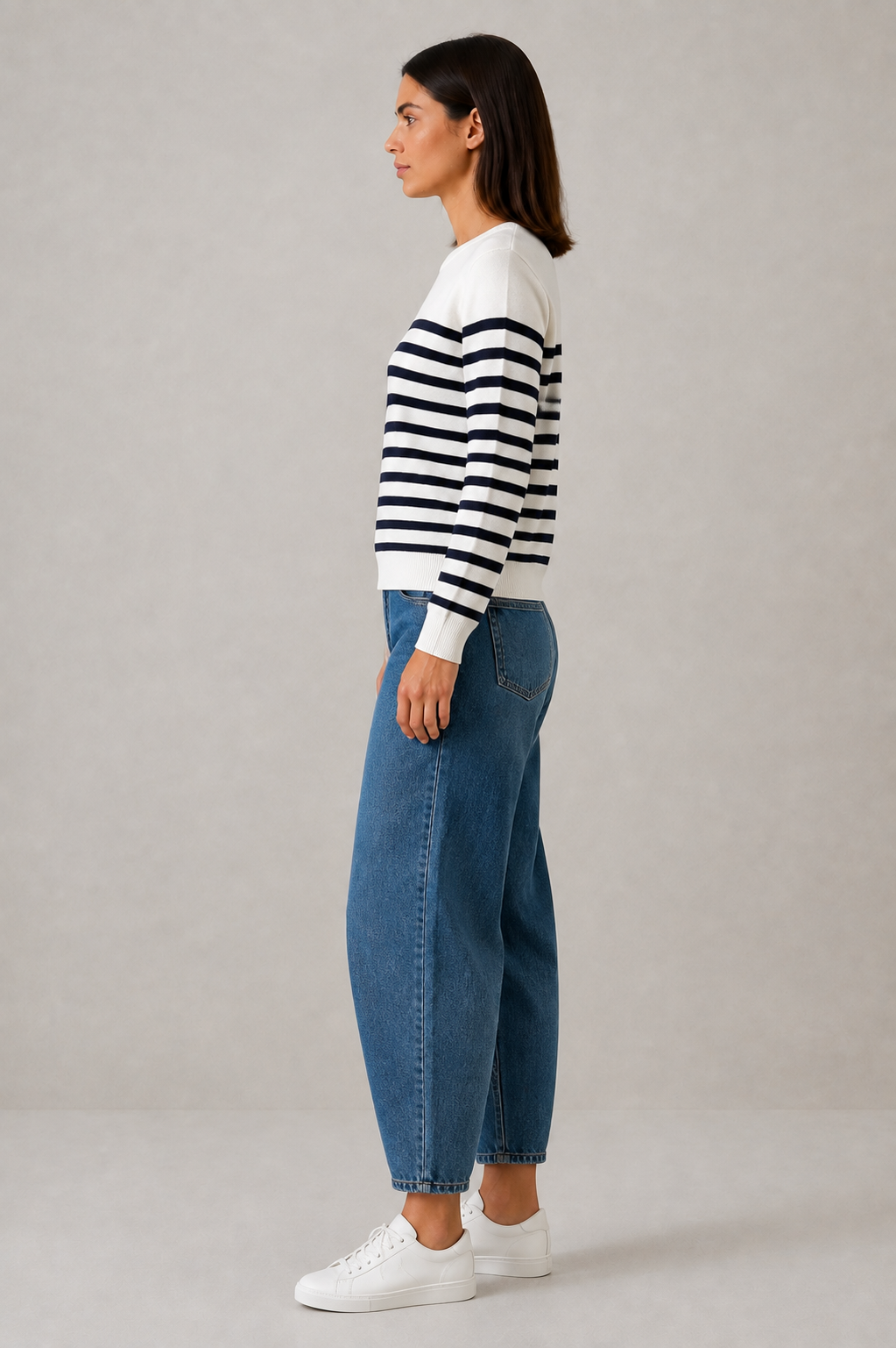 Maglia Paris girocollo a righe|Colore:Nero/latte
